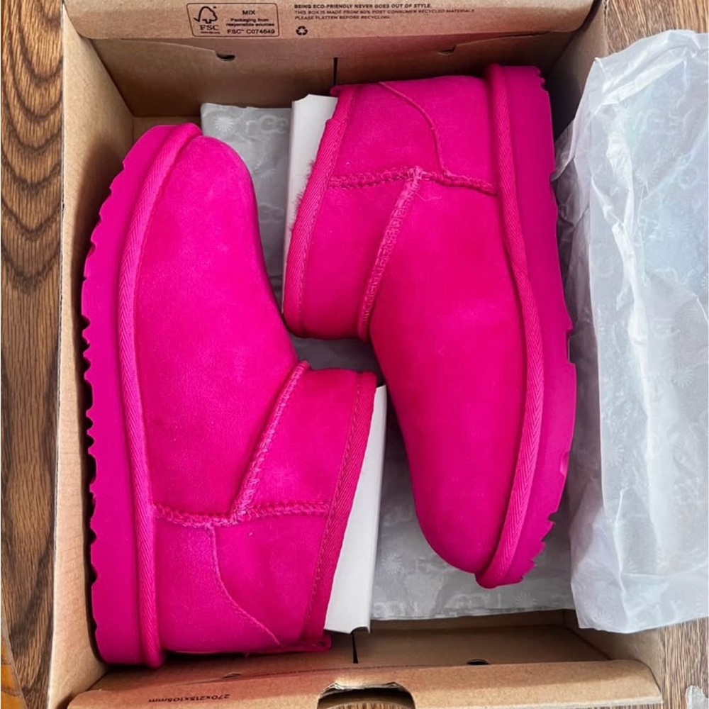 UGG Kids' Classic Ultra Mini Boots in Hot Magenta